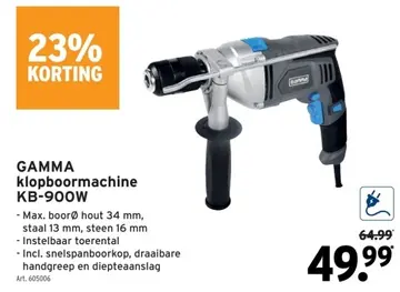 Aanbieding: GAMMA klopboormachine KB-900W