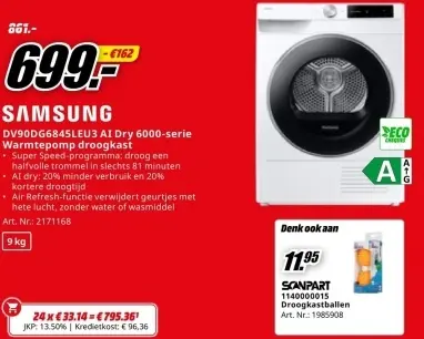 Promotie: DV90DG6845LEU3 AI Dry 6000-serie Warmtepomp d