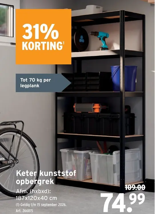 Promotie: kunststof opbergrek