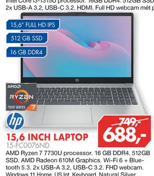 Aanbieding: 15,6 inch laptop 15-fc0076nd