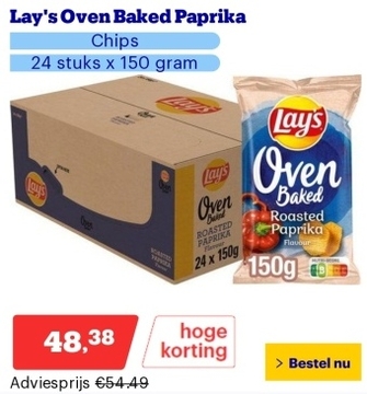 Aanbieding: Lay's Oven Baked Paprika - Chips - 24 stuks x 150 gram