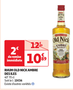 Aanbieding: RHUM OLD NICK AMBRE DES ILES