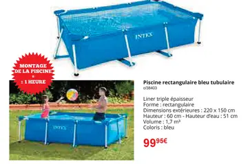 Offre: Piscine rectangulaire bleu tubulaire