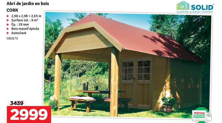 Offre: Abri de jardin en bois 