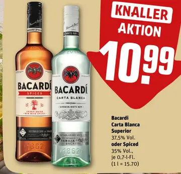 Aanbieding: Bacardi Carta Blanca Superior oder Spiced