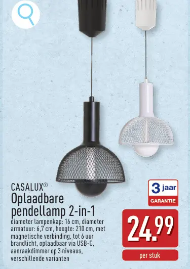 Promotie: Oplaadbare pendellamp 2-in-1