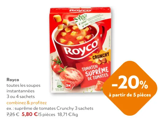 Offre: soupes instantannées