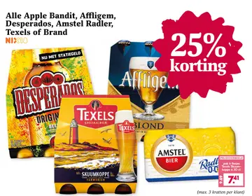 Aanbieding: Alle Apple Bandit, Affligem, Desperados, Amstel Radler, Texels of Brand