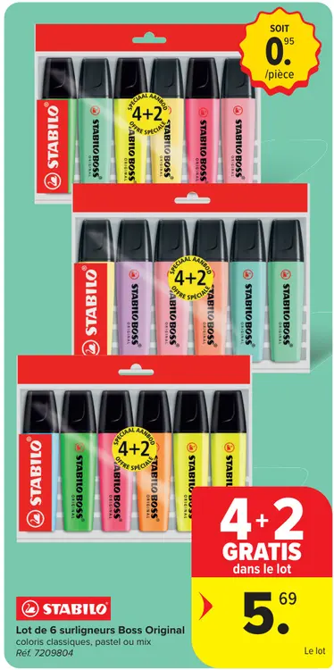 Offre: Lot de 6 surligneurs Boss Original