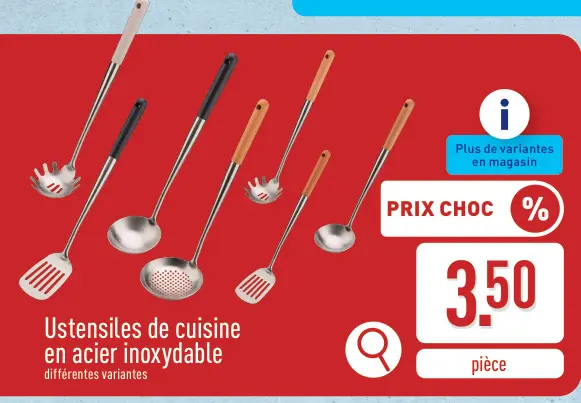 Offre: Ustensiles de cuisine en acier inoxydable