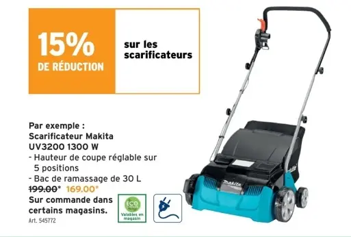 Offre: Scarificateur Makita UV3200 1300 W