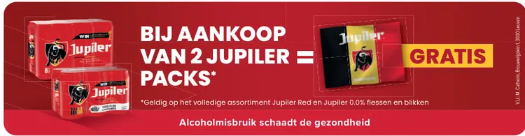 Promotie: BIj aankoop van 2 Jupiler een gratis vlag