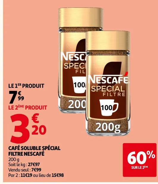 Offre: Café soluble spécial filtre
