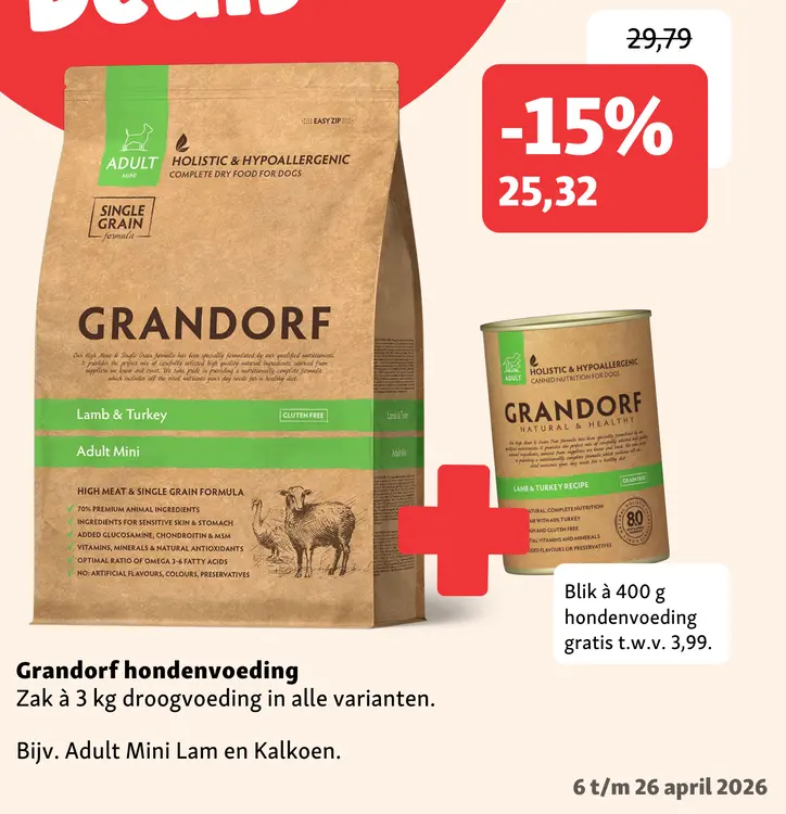 Aanbieding: Grandorf hondenvoeding