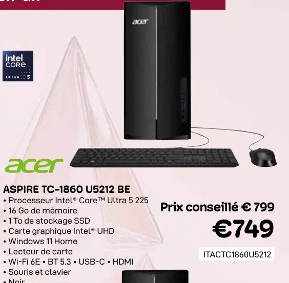 Offre: Aspire tc-1860 u5212 be