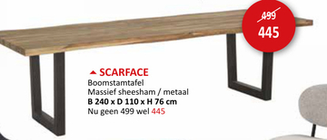 Aanbieding: Boomstamtafel Scarface hout massief 240x110cm