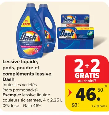 Offre: Lessive liquide, pods, poudre et compléments lessive