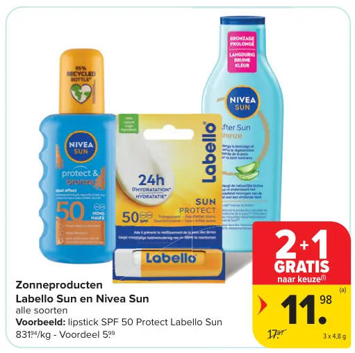 Promotie: Zonneproducten Labello Sun en Nivea Sun
