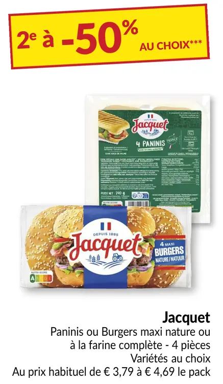 Offre: Paninis ou Burgers maxi nature ou à la farine