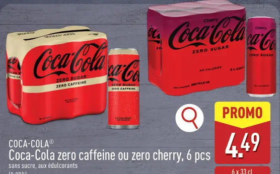Offre: Coca-Cola zero caffeine ou zero cherry