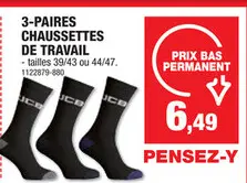 Offre: chaussettes de travail 44-47 noir 3 paires
