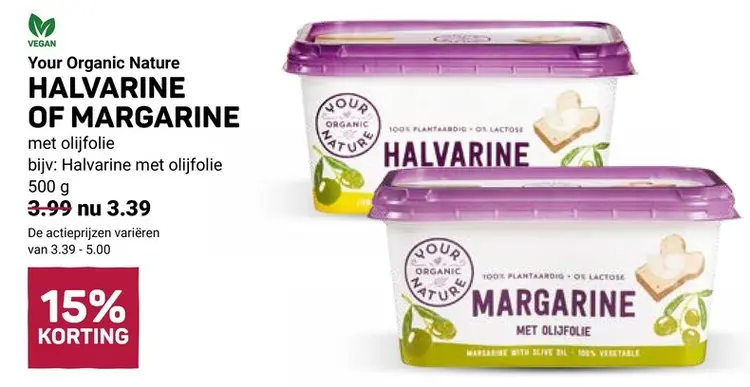 Aanbieding: Your Organic Nature HALVARINE OF MARGARINE
