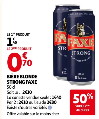 Promotie: Bière blonde strong Faxe