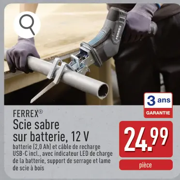 Offre: Scie sabre sur batterie, 12 V
