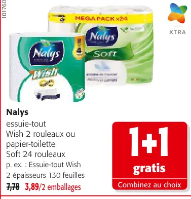 Offre: Nalys essuie-tout Wish ou papier-toilette Soft