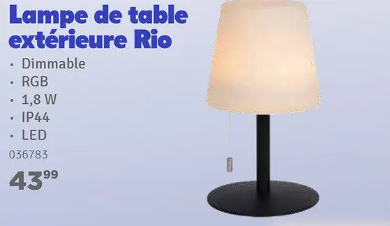 Offre: Lampe de table extérieure Rio