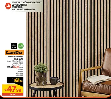 Aanbieding: Lambris acoustique chêne clair