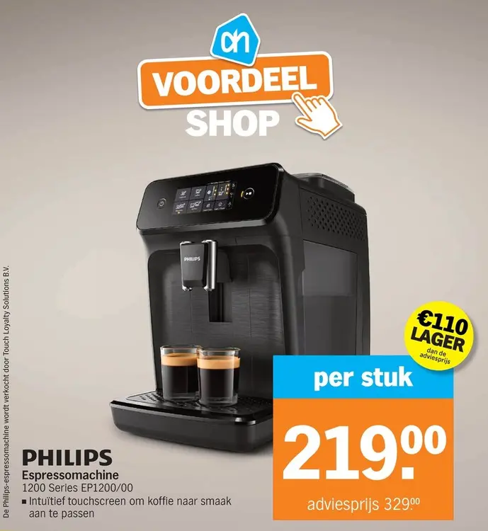 Promotie: Philips Espressomachine 1200 Series EP1200/00
