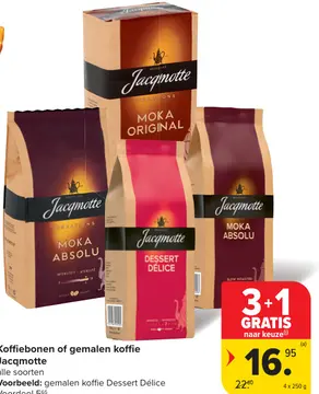 Aanbieding: Koffiebonen of gemalen koffie Jacqmotte