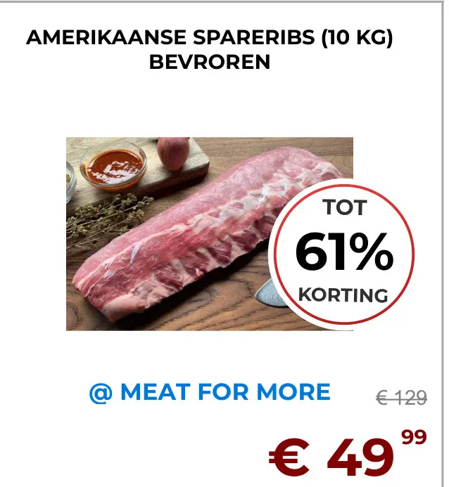 Aanbieding: AMERIKAANSE SPARERIBS (10 KG) BEVROREN