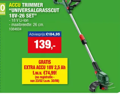 Promotie: Accu trimmer "universalgrasscut 18v-26 set"