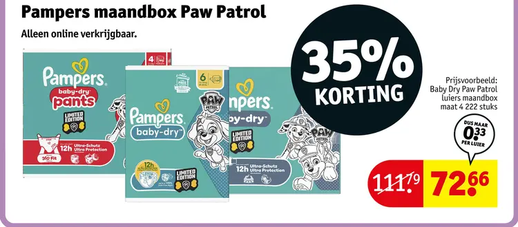 Aanbieding: Pampers maandbox Paw Patrol