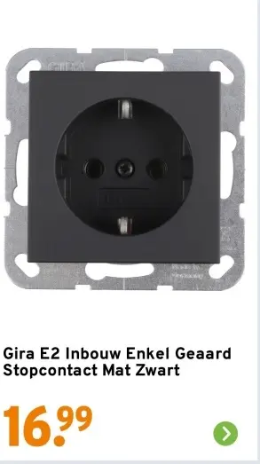 Aanbieding: Gira E2 Inbouw Enkel Geaard Stopcontact Mat Zwart