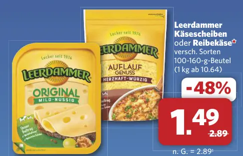 Aanbieding: Leerdammer Käsescheiben oder Reibekäse