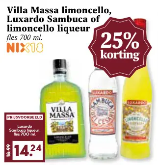 Aanbieding: Villa Massa limoncello, Luxardo Sambuca of liqueur