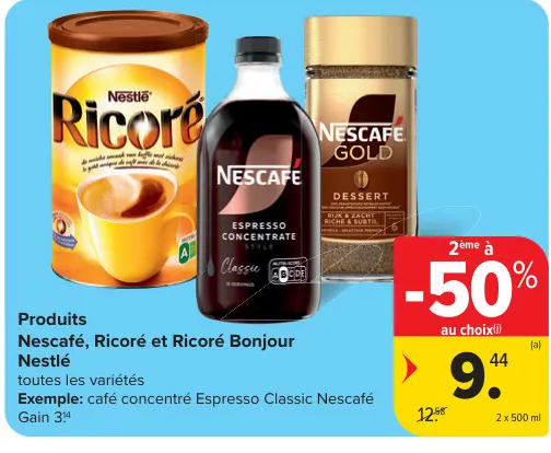 Offre: Produits Nescafé, Ricoré et Ricoré Bonjour Ne