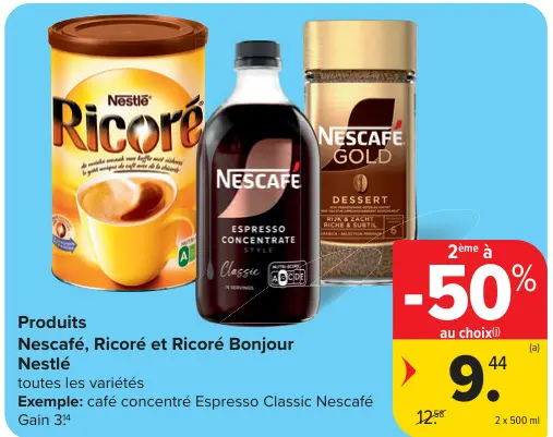 Offre: Nescafé, Ricoré et Ricoré Bonjour Nestlé