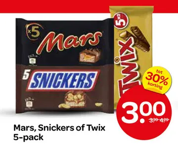 Aanbieding: Mars, Snickers of Twix