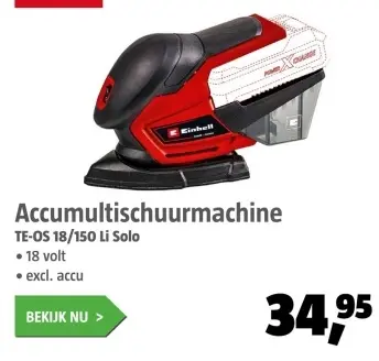 Aanbieding: Accumultischuurmachine TE-OS 18/150 Li Solo