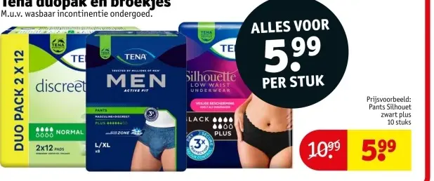 Aanbieding: Tena duopak en broekjes