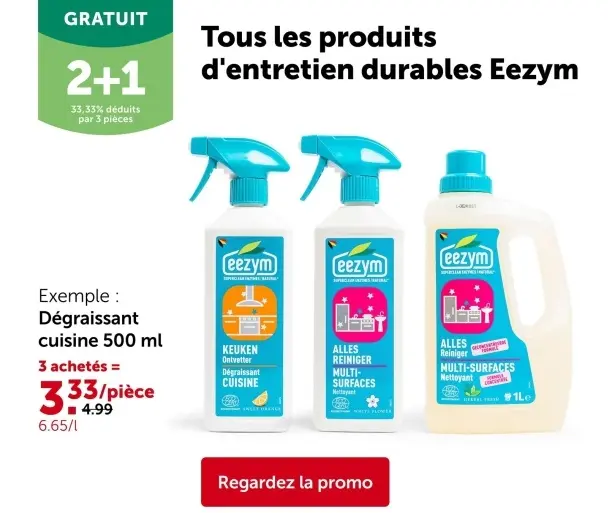 Offre: Tous les produits d'entretien durables Eezym