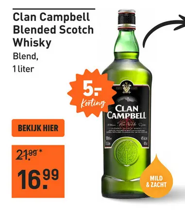 Aanbieding: Clan Campbell Blended Scotch Whisky