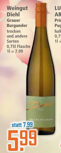 Aanbieding: Grauer Burgunder trocken und andere Sorten