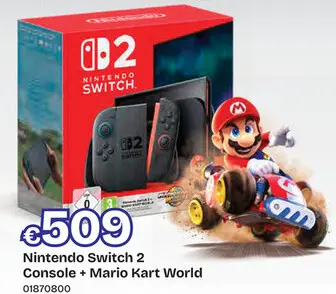 Promotie: Nintendo Switch 2 Console + Mario Kart World Blauw/Rood
