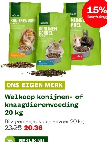 Aanbieding: Welkoop konijnen- of knaagdierenvoeding