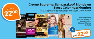 Aanbieding: Creme Supreme, Schwarzkopf Blonde en Syoss Co haarkleuring